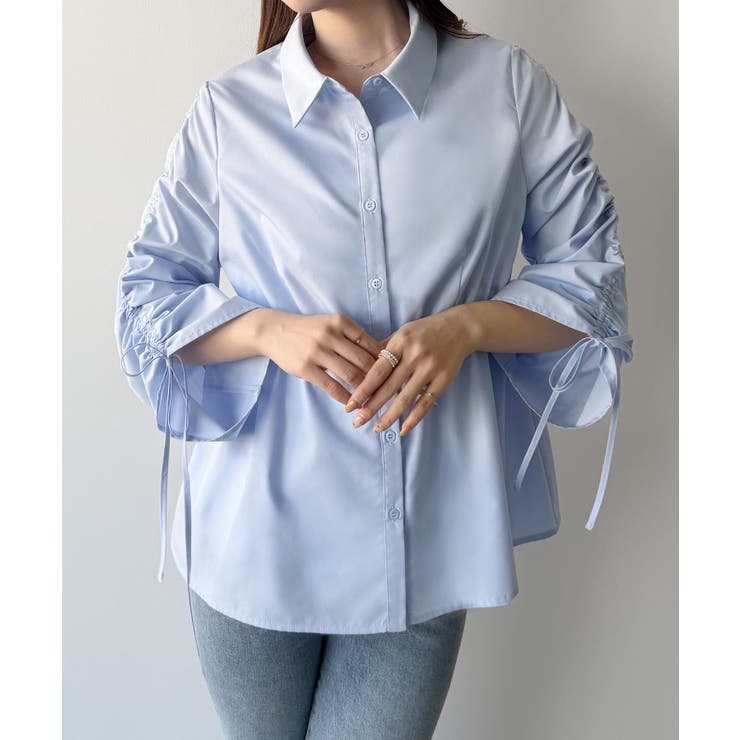 mipiarl  ドロストギャザースリーブシャツチュニック | JUNOAH | 詳細画像8 