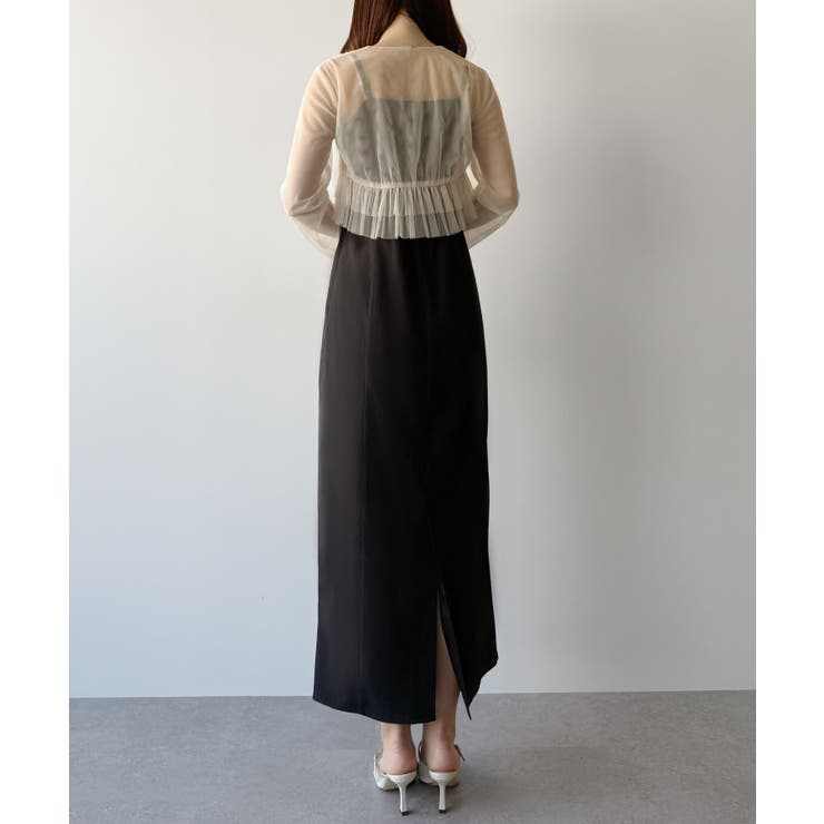 mipiarl  チュールフリルブラウス＋IラインキャミワンピースSET | JUNOAH | 詳細画像5 