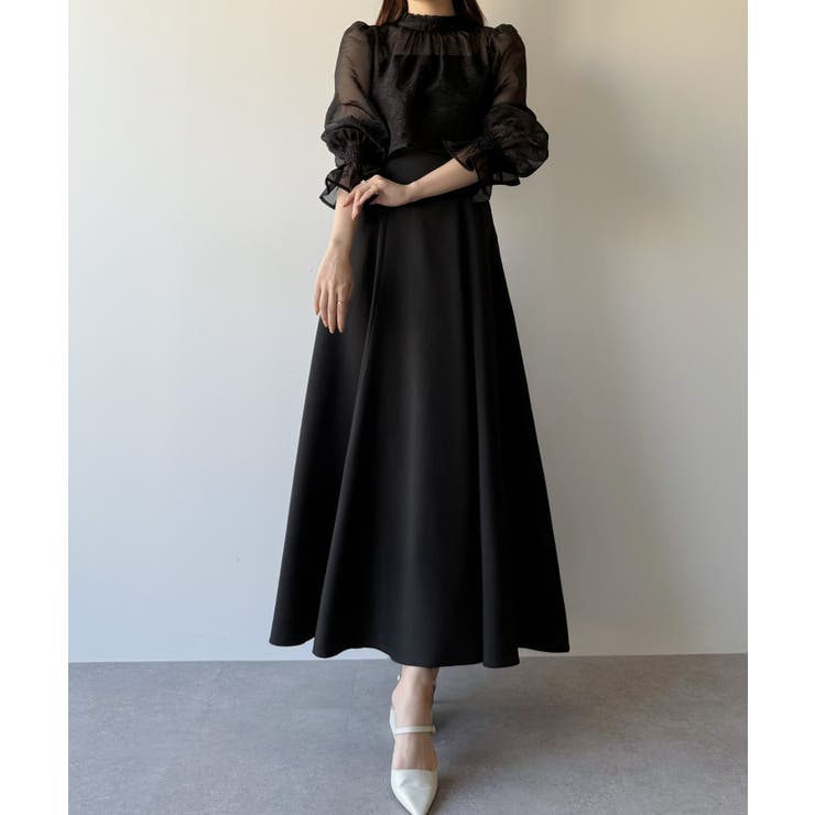 mipiarl  フリルカラーシアーブラウス＋フレアキャミワンピースＳＥＴ | JUNOAH | 詳細画像11 