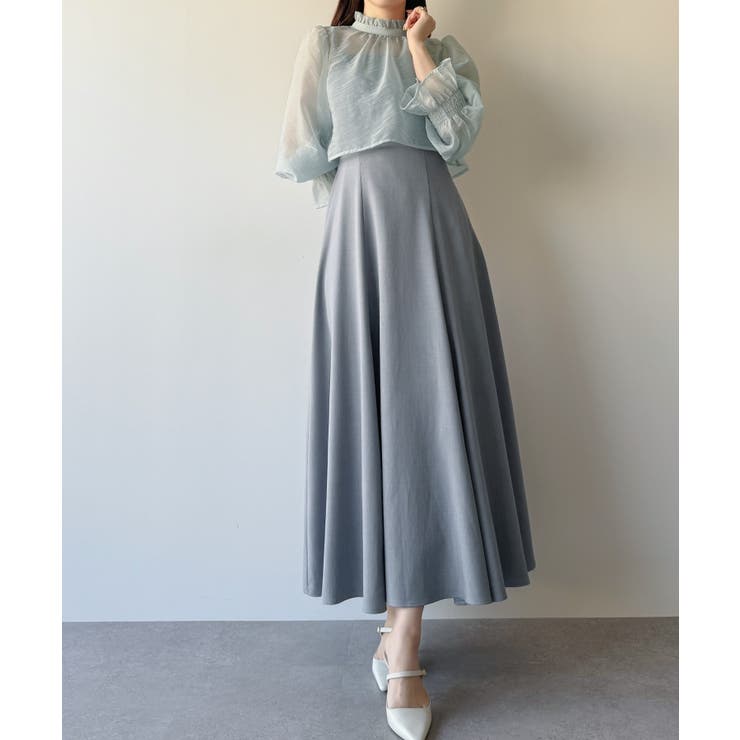 mipiarl  フリルカラーシアーブラウス＋フレアキャミワンピースＳＥＴ | JUNOAH | 詳細画像7 