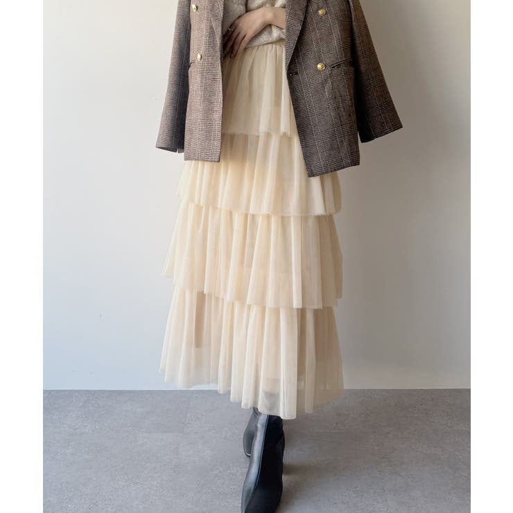 mipiarl  ボリュームチュールティアードスカート | JUNOAH | 詳細画像3 