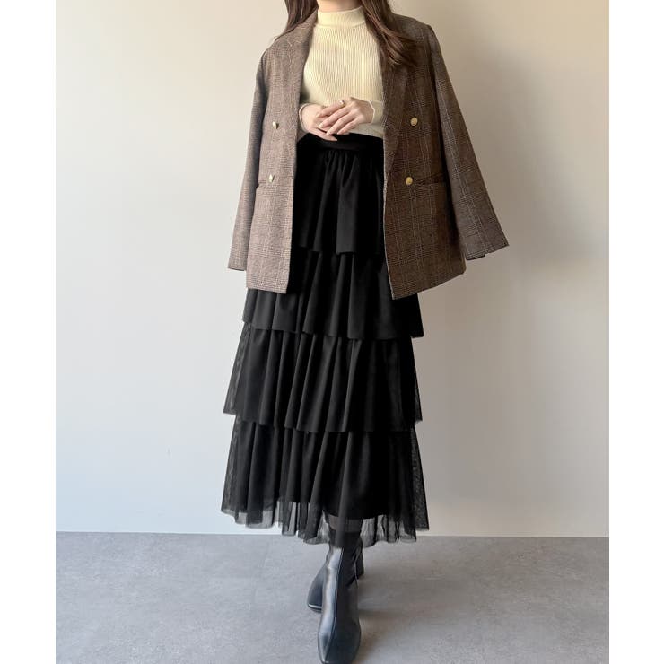 mipiarl  ボリュームチュールティアードスカート | JUNOAH | 詳細画像4 