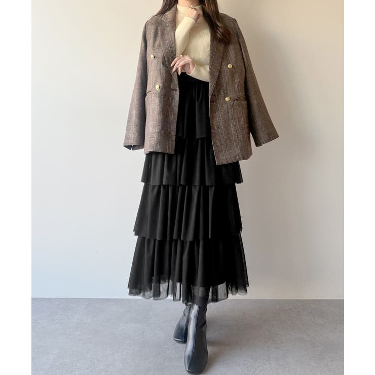 mipiarl  ボリュームチュールティアードスカート | JUNOAH | 詳細画像5 