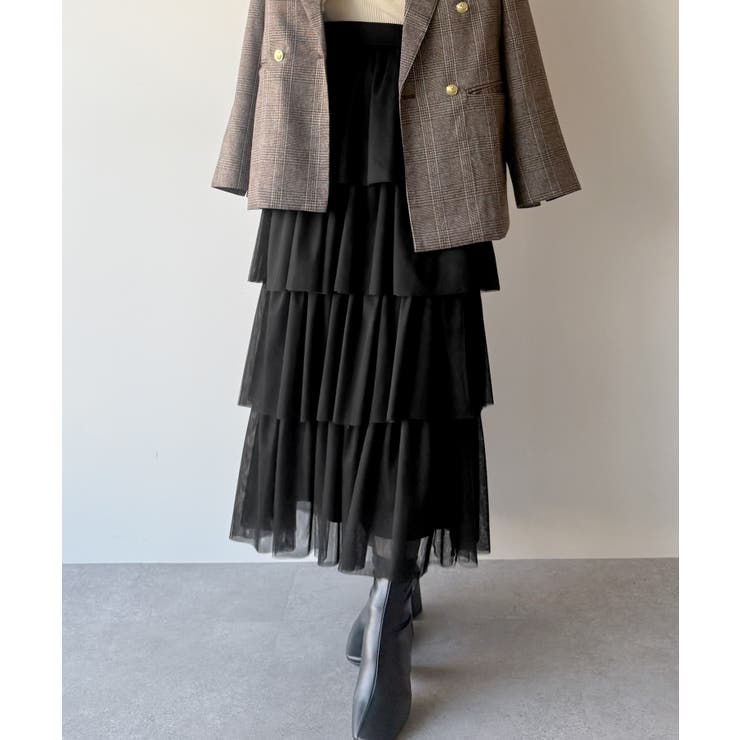 mipiarl  ボリュームチュールティアードスカート | JUNOAH | 詳細画像6 