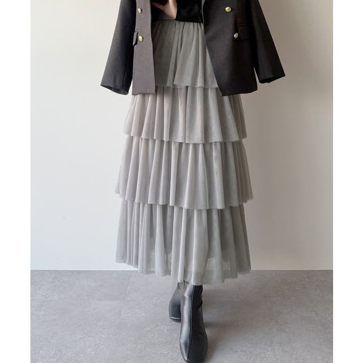 mipiarl  ボリュームチュールティアードスカート | JUNOAH | 詳細画像8 