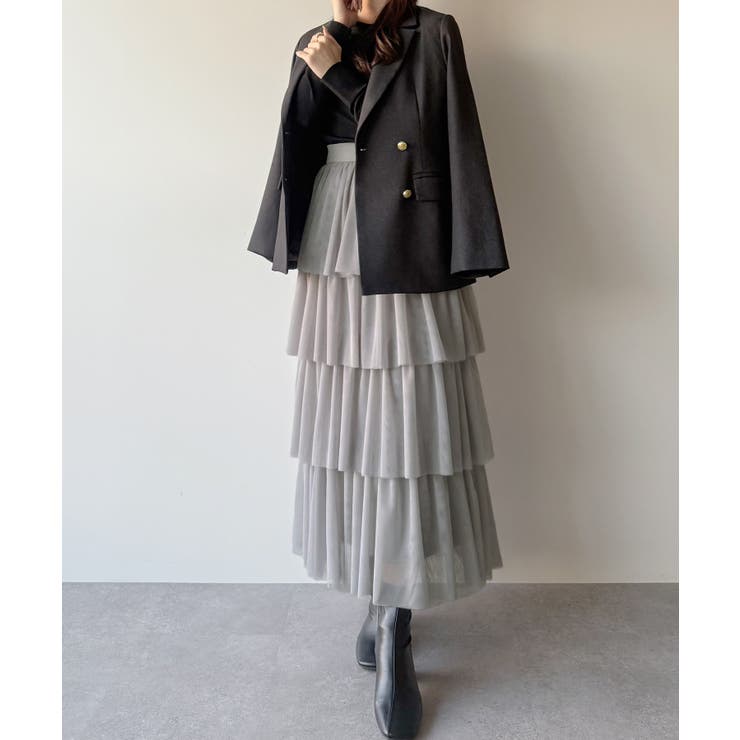 mipiarl  ボリュームチュールティアードスカート | JUNOAH | 詳細画像9 