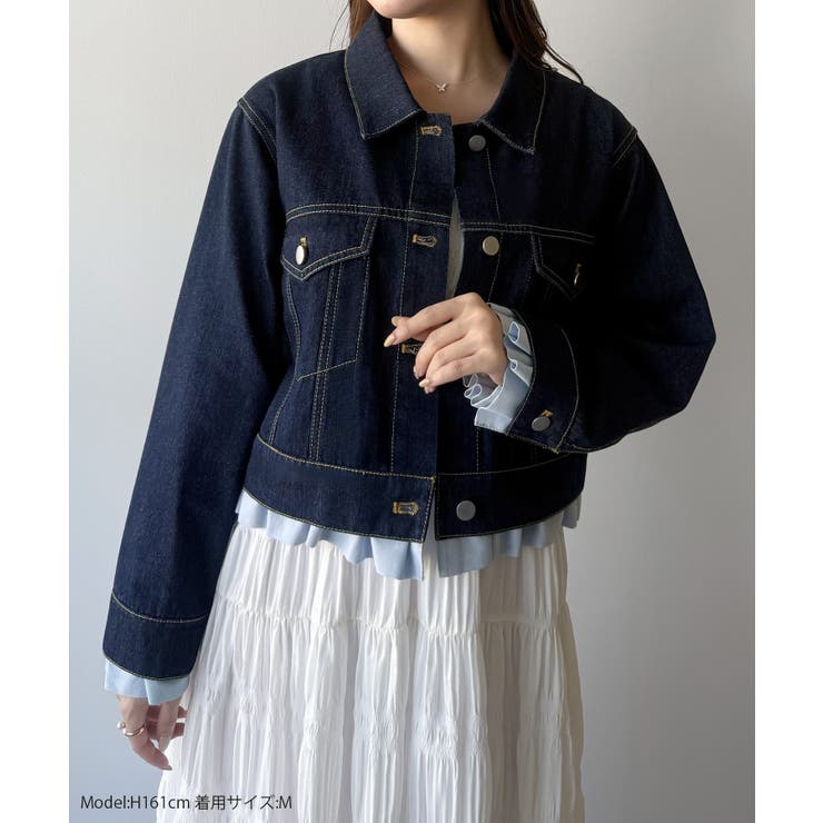 mipiarl  ヘムフリルデニムジャケット | JUNOAH | 詳細画像2 