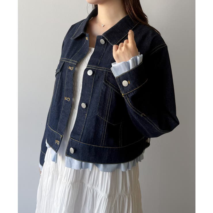 mipiarl  ヘムフリルデニムジャケット | JUNOAH | 詳細画像4 