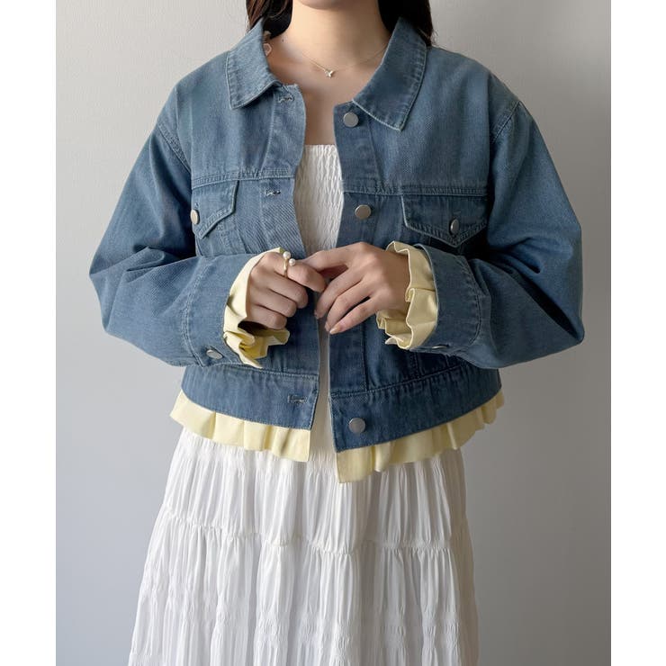 mipiarl  ヘムフリルデニムジャケット | JUNOAH | 詳細画像8 