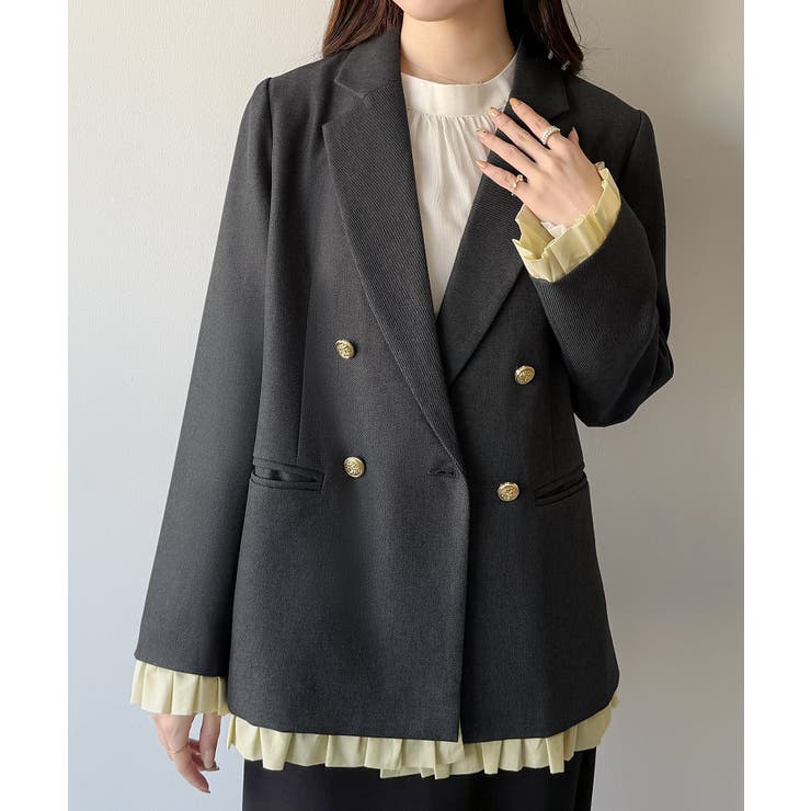 チャコール | mipiarl  ヘムフリルレーヤードジャケット | JUNOAH