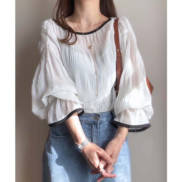 シャーリングキャンディースリープシアーブラウス | JUNOAH | 詳細画像1 