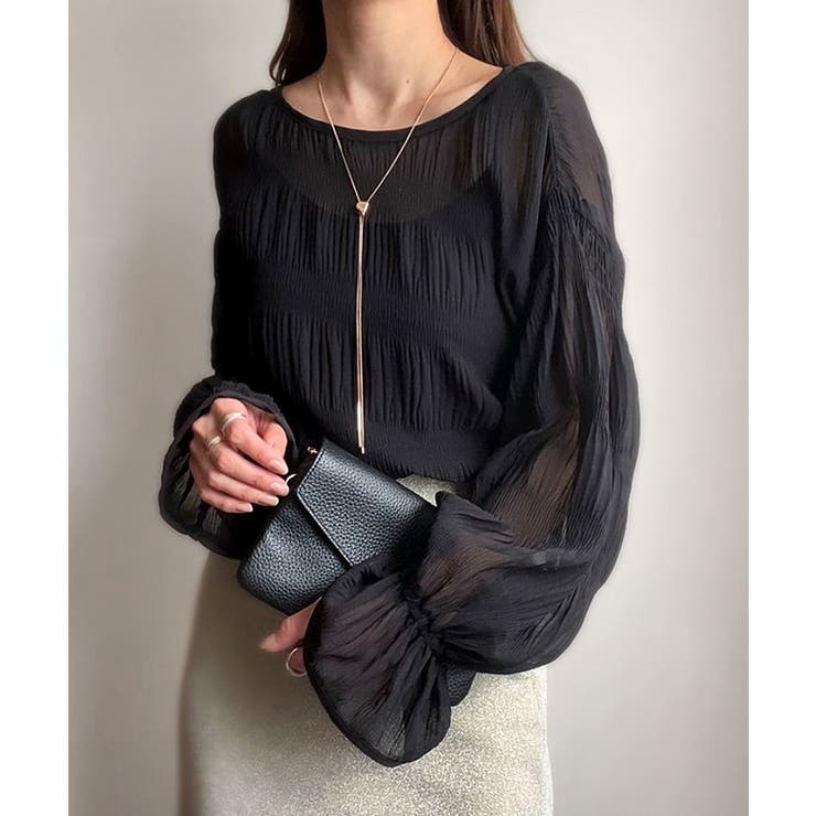 シャーリングキャンディースリープシアーブラウス | JUNOAH | 詳細画像10 