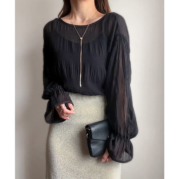 シャーリングキャンディースリープシアーブラウス | JUNOAH | 詳細画像11 