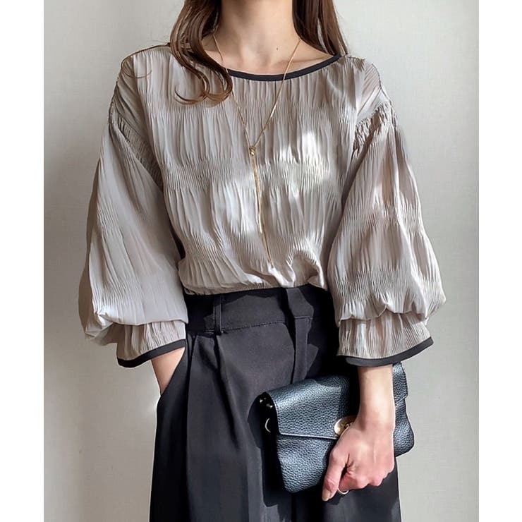 シャーリングキャンディースリープシアーブラウス | JUNOAH | 詳細画像12 