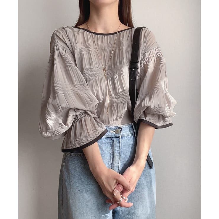 シャーリングキャンディースリープシアーブラウス | JUNOAH | 詳細画像16 