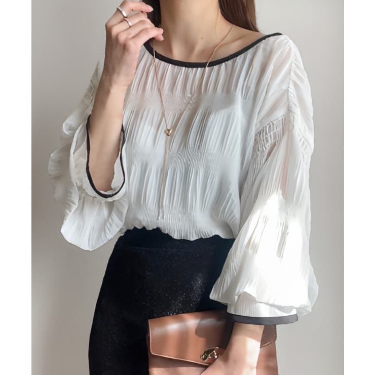 ホワイト | シャーリングキャンディースリープシアーブラウス | JUNOAH