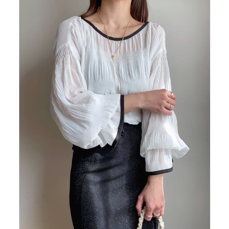 シャーリングキャンディースリープシアーブラウス | JUNOAH | 詳細画像3 