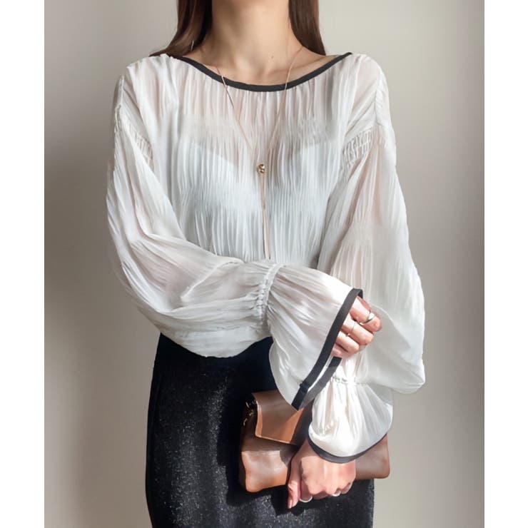 シャーリングキャンディースリープシアーブラウス | JUNOAH | 詳細画像6 