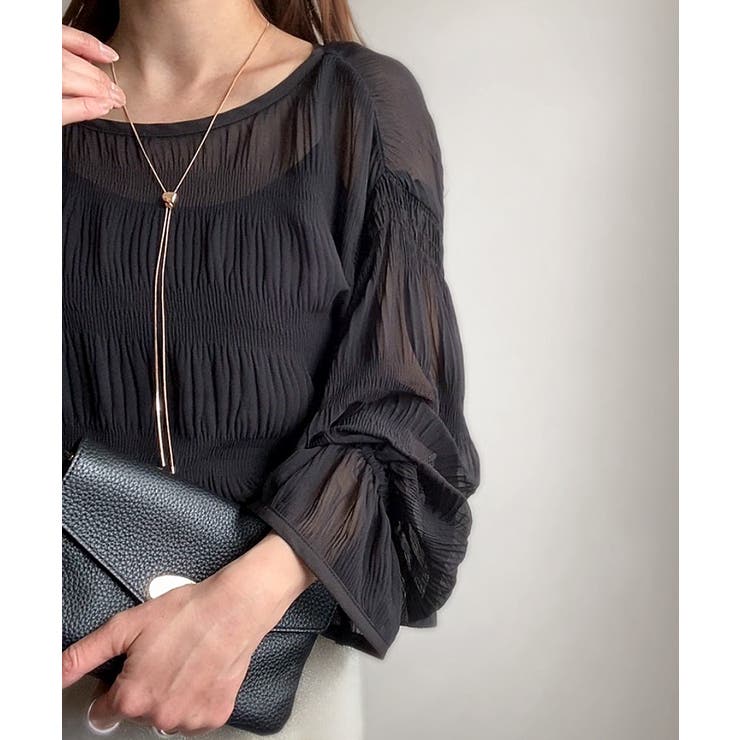 シャーリングキャンディースリープシアーブラウス | JUNOAH | 詳細画像8 