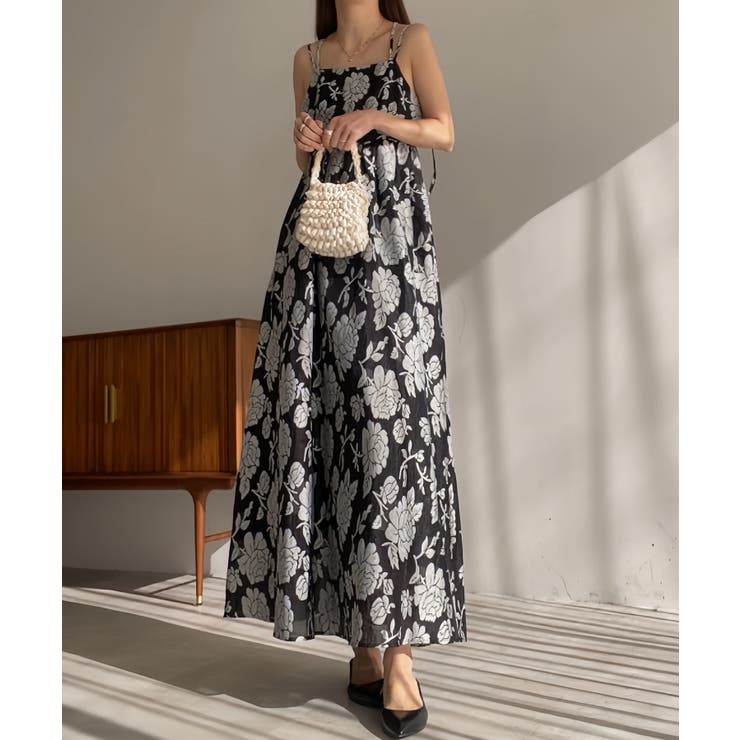 フラワー柄シアージャガードバックリボンワンピース | JUNOAH | 詳細画像10 