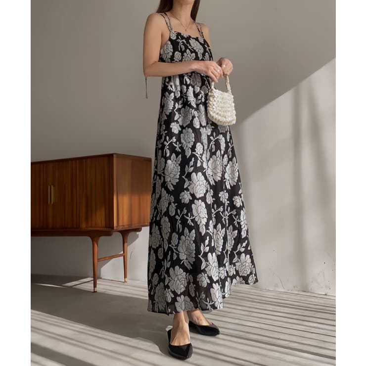 フラワー柄シアージャガードバックリボンワンピース | JUNOAH | 詳細画像13 