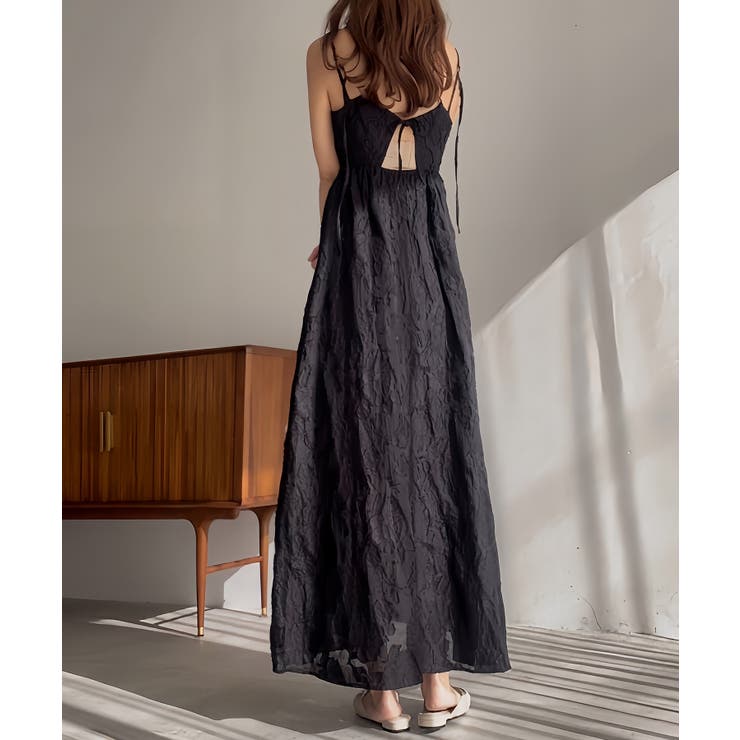 フラワー柄シアージャガードバックリボンワンピース | JUNOAH | 詳細画像3 