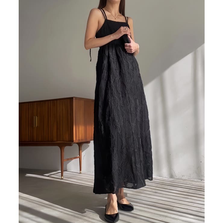 フラワー柄シアージャガードバックリボンワンピース | JUNOAH | 詳細画像4 