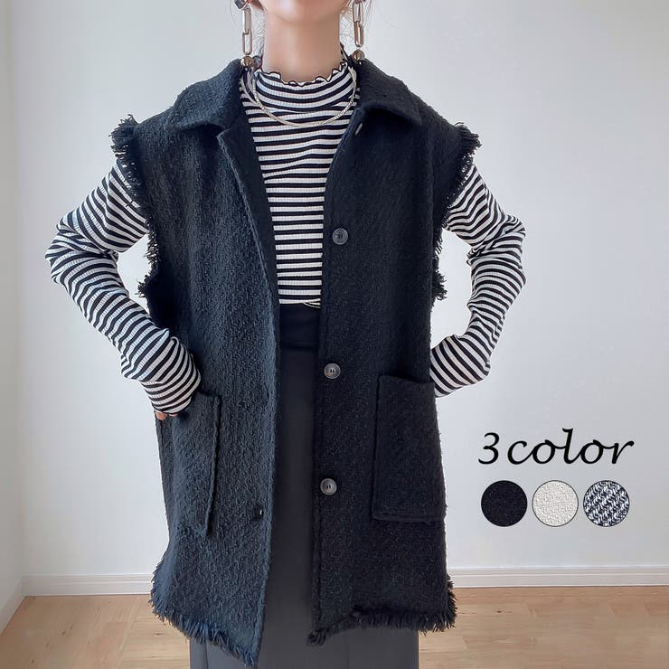 オーバーシルエットツイードベスト | JUNOAH | 詳細画像1 