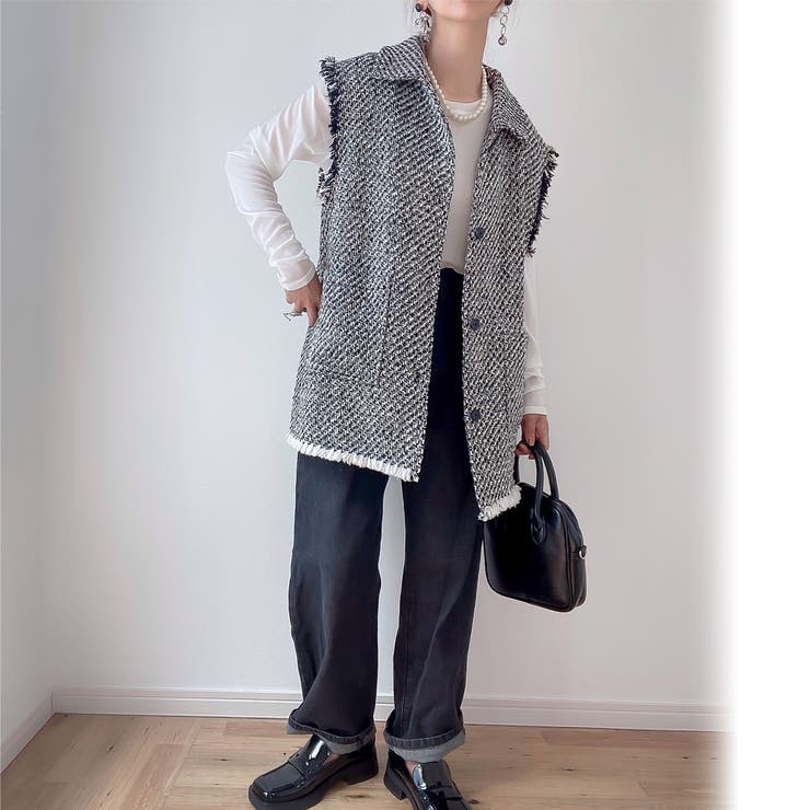 オーバーシルエットツイードベスト | JUNOAH | 詳細画像10 