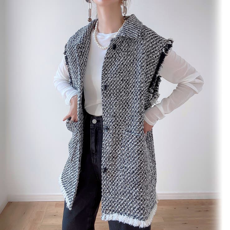 オーバーシルエットツイードベスト | JUNOAH | 詳細画像8 