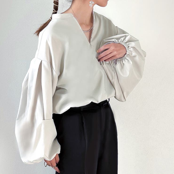 ハーフジップブラウス | JUNOAH | 詳細画像10 