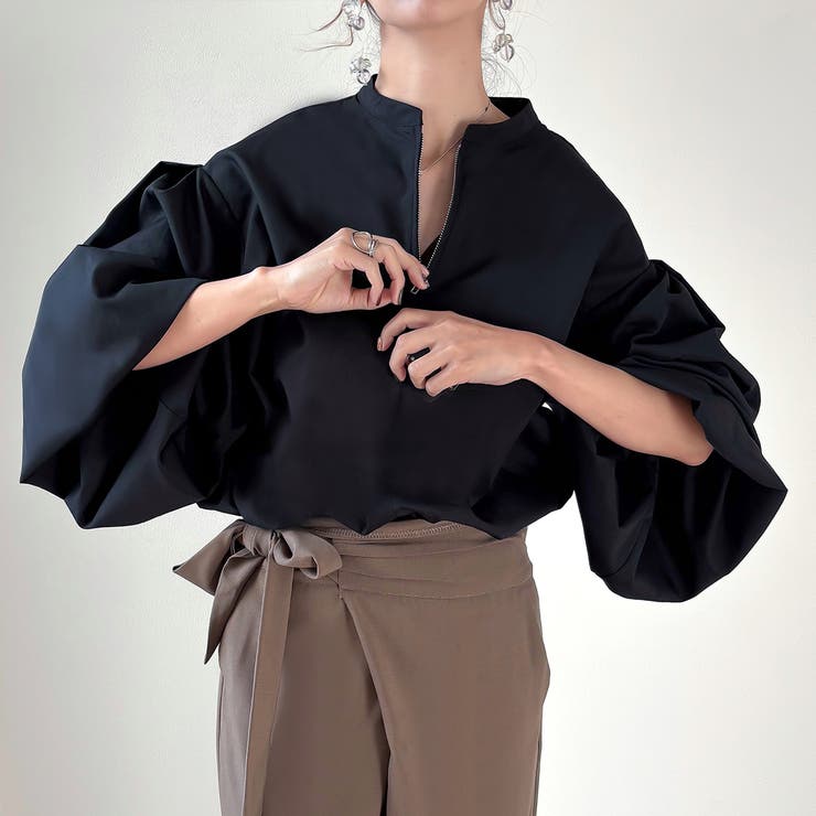 ハーフジップブラウス | JUNOAH | 詳細画像6 