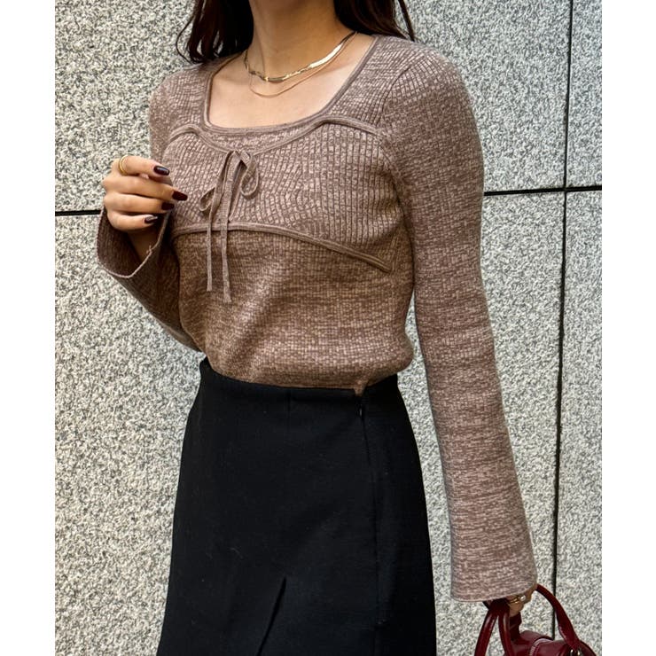 リボンビスチェリブニット | JUNOAH | 詳細画像10 