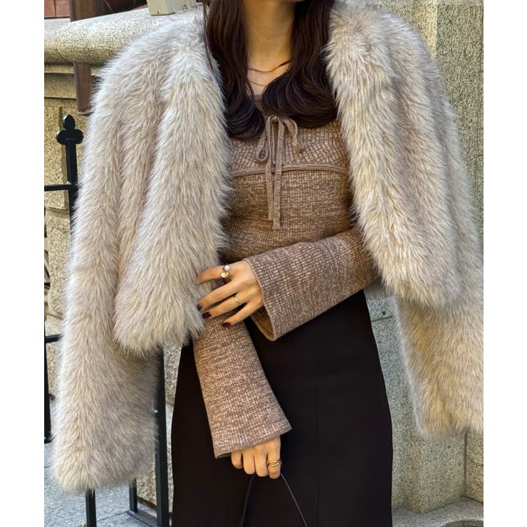 リボンビスチェリブニット | JUNOAH | 詳細画像11 