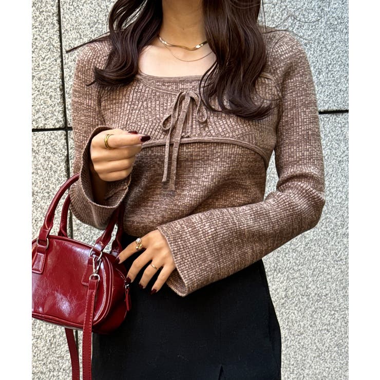 リボンビスチェリブニット | JUNOAH | 詳細画像9 