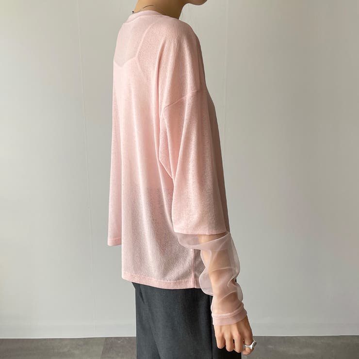 チュール袖切替シアーロンT[品番：AMTW0010274]｜JUNOAH