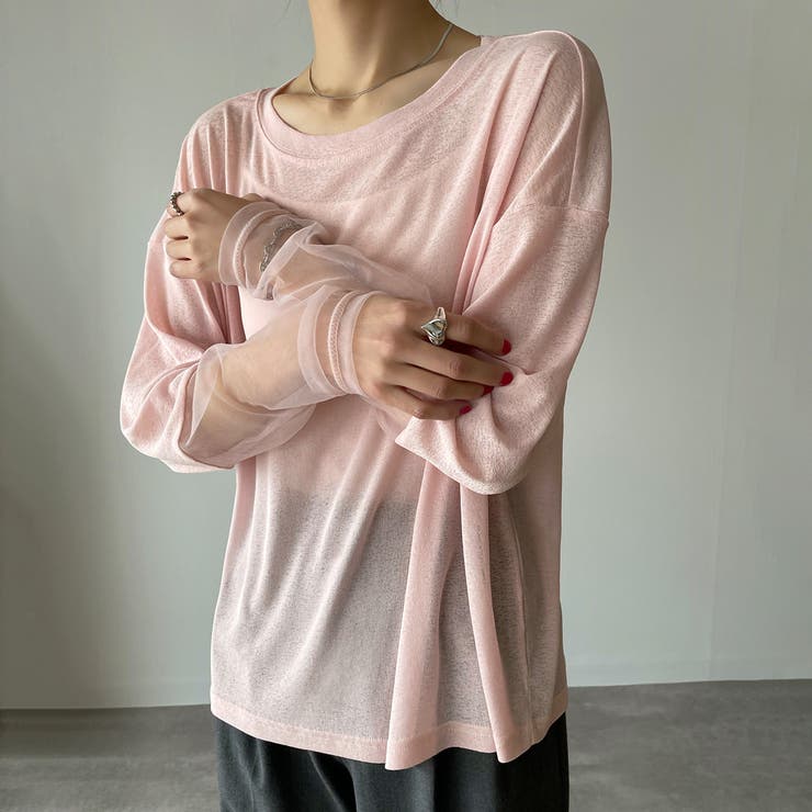 チュール袖切替シアーロンT[品番：AMTW0010274]｜JUNOAH