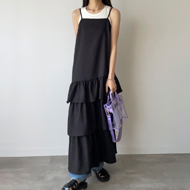 ティアードフリルキャミワンピース[品番：AMTW0010587]｜JUNOAH