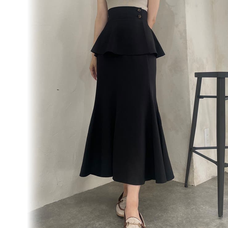 【美品】◆レザレクション◆ ペプラムスカート/ネイビー・Mサイズ KOEISTORE スカート レディース ペプラムスカート ひざ上ロング