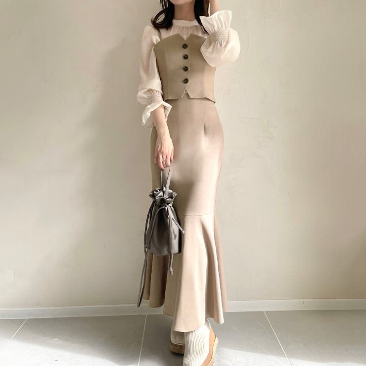 デザインビスチェマーメイドスカートセット[品番：AMTW0010401  