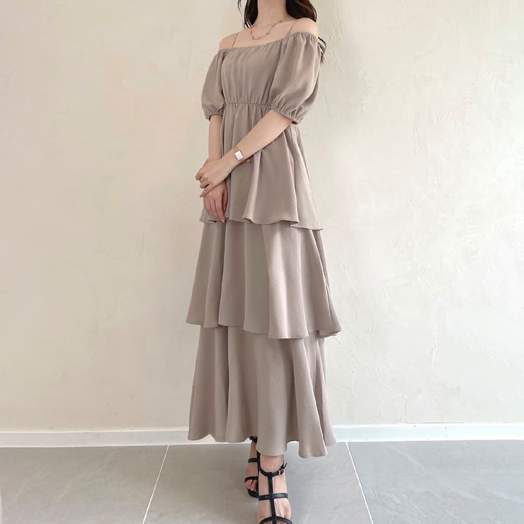 2wayオフショルティアードワンピース[品番：AMTW0010590