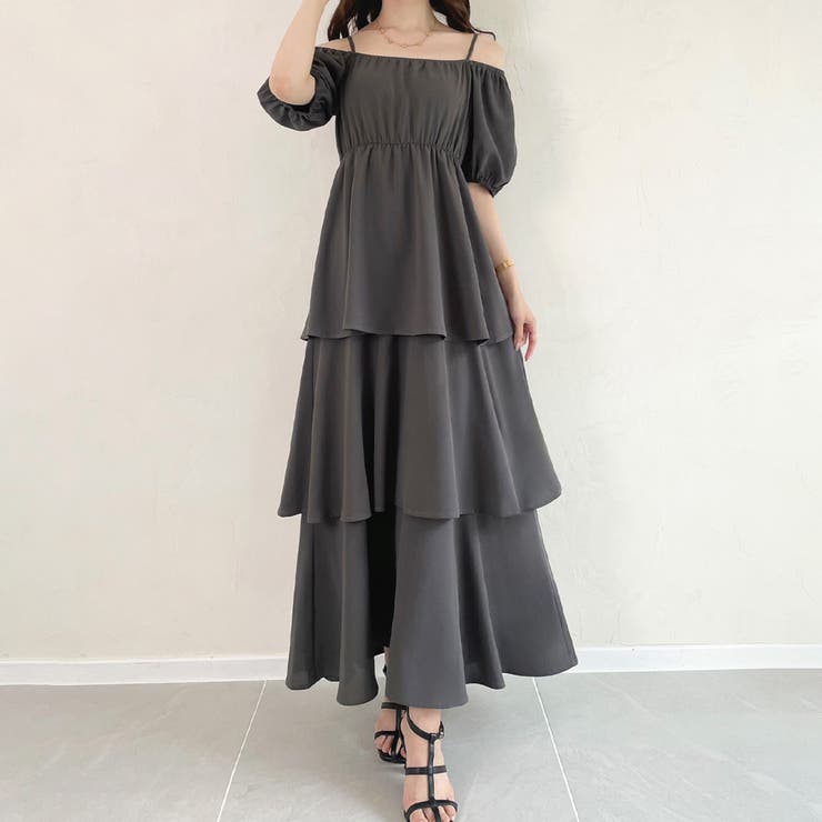 Noble - 完売 2024SS noble サテン ティアード 2way ワンピース