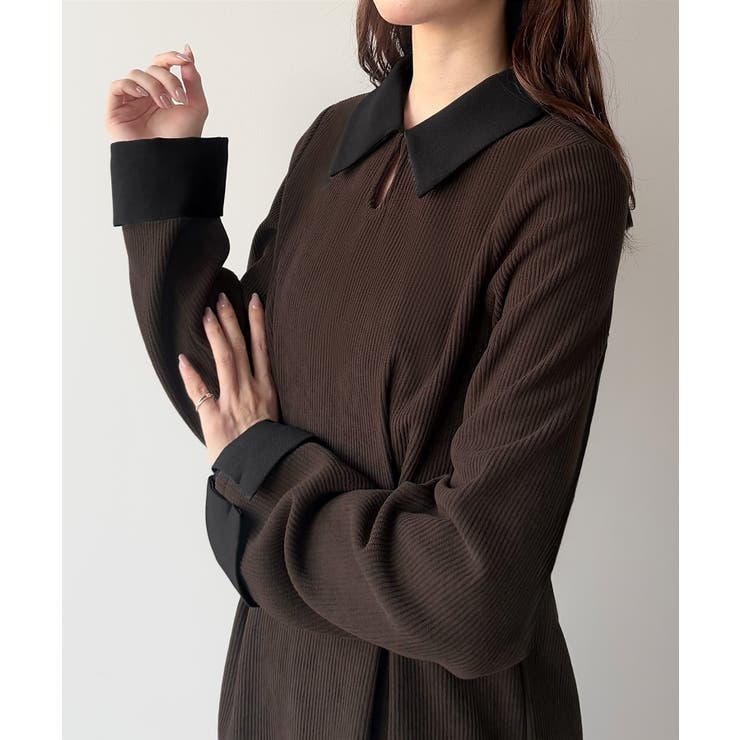 バイカラーコーデュロイタイトワンピース | JUNOAH | 詳細画像19 