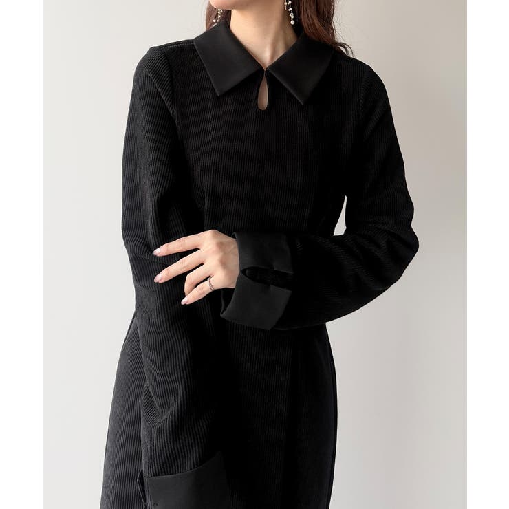 バイカラーコーデュロイタイトワンピース | JUNOAH | 詳細画像20 