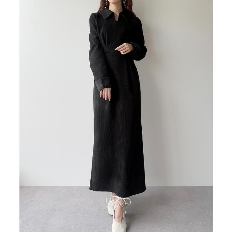 ボンポワン☆コーデュロイワンピース☆size10 バイカラーコーデュロイタイトワンピース[品番：AMTW0011803