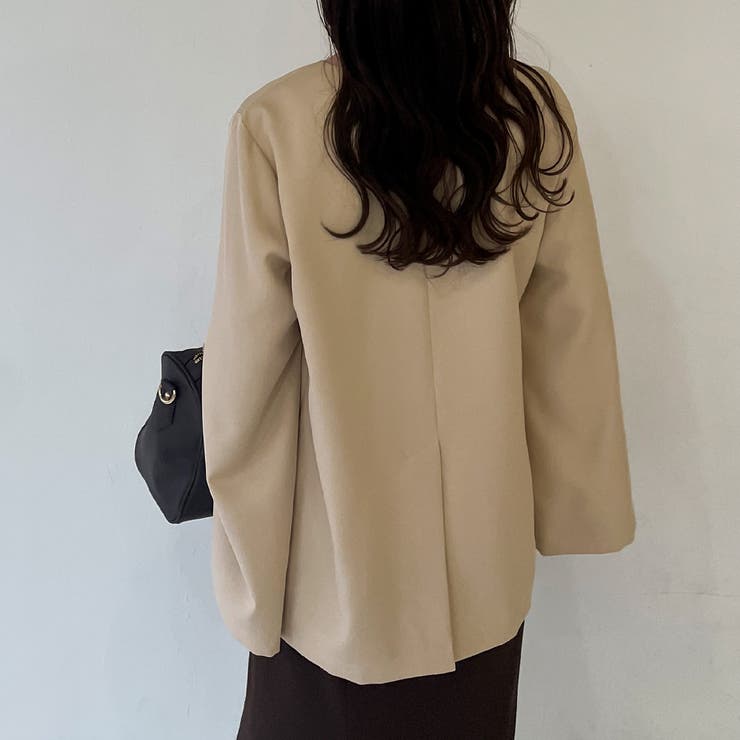 薄手）カシュクールノーカラージャケット[品番：AMTW0010443]｜JUNOAH