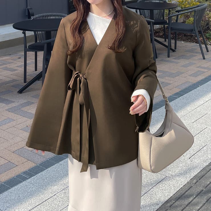 薄手）カシュクールノーカラージャケット[品番：AMTW0010443