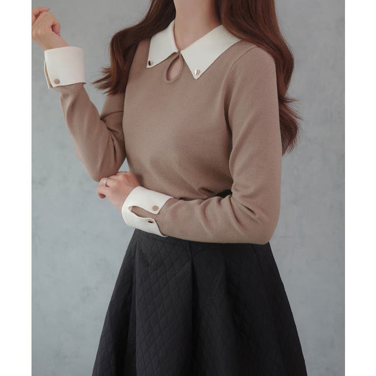 バイカラーニットトップス | JUNOAH | 詳細画像12 