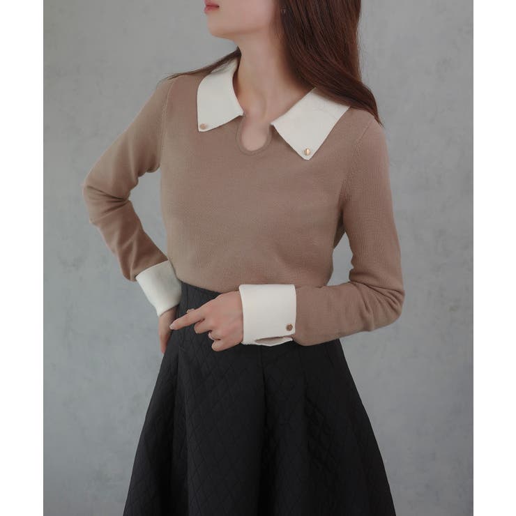 バイカラーニットトップス | JUNOAH | 詳細画像14 