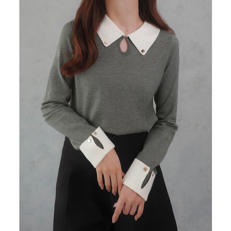 バイカラーニットトップス | JUNOAH | 詳細画像15 